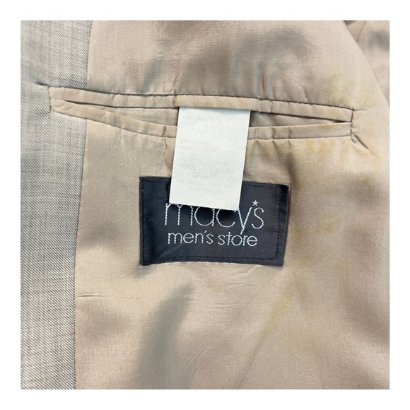 Ralph Lauren Macys Plain Weave Pure Wool Beige Blazer Jacket Sport Coat Mens 42R - Picture 12 of 12